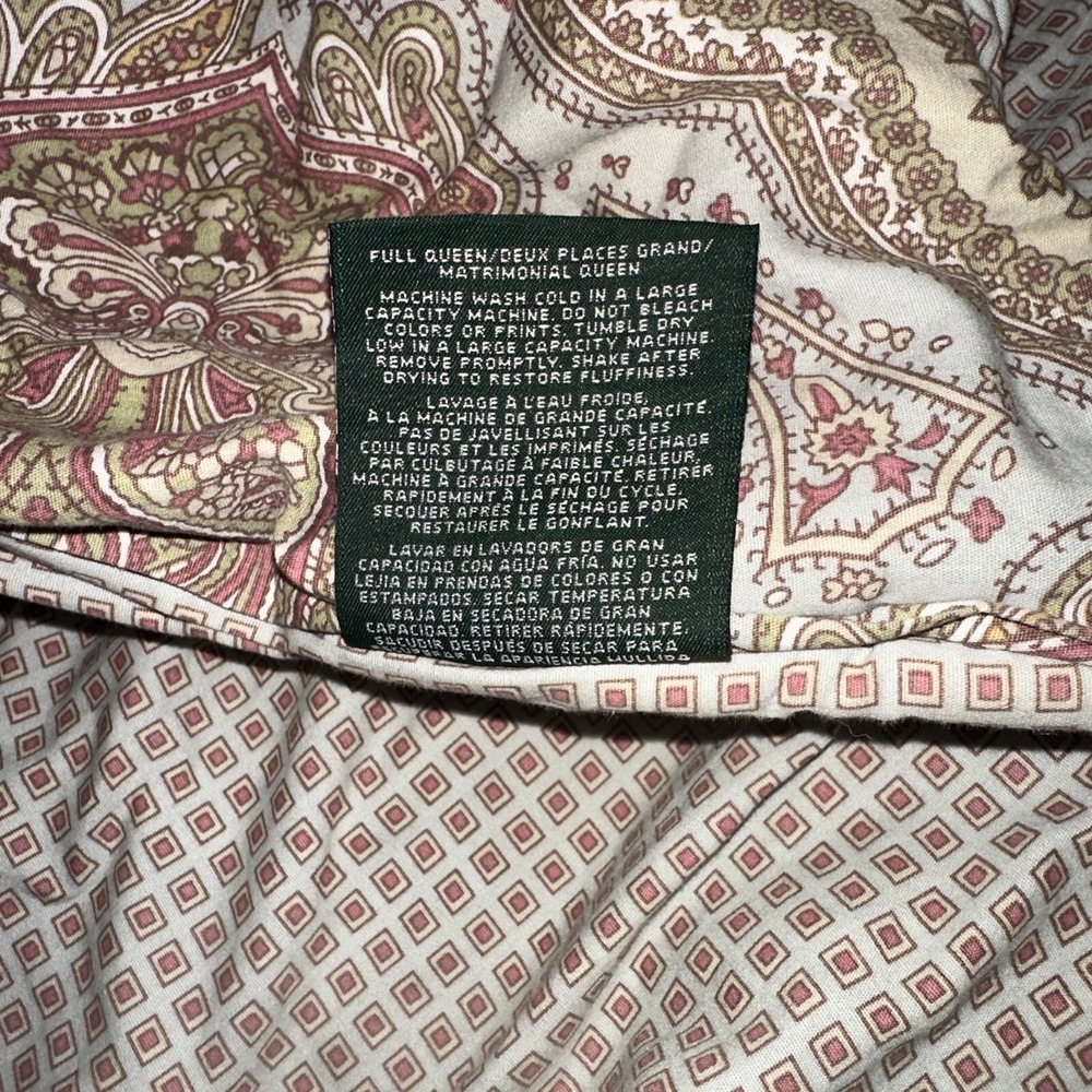 Ralph Lauren FULL/QUEEN Comforter Reversible Medallion Paisley Check Blue Green - Picture 5 of 5